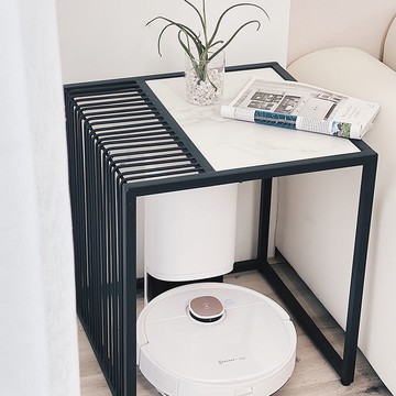 附發票 公司貨 置物架 掃地機器人置物架 沙發邊幾輕奢鏤空巖板側邊柜云鯨伴侶掃地機器人桌子收納置物架小