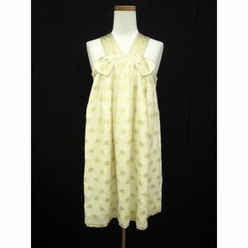 中古 チェスティ Chesty ワンピース ひざ丈 シフォン シルク ラメ ドット ノースリーブ 1 ベージュ ゴールド Yt レディース 通販 Lineポイント最大1 0 Get Lineショッピング