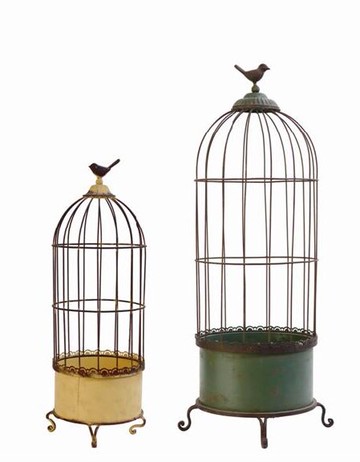復古做舊鐵質鳥籠花器 店鋪櫥窗陳列 拍攝道具 套二1入