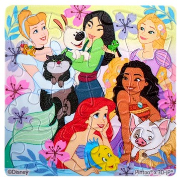 HUNDRED PICTURES 百耘圖 表情系列 拼圖磁鐵 HPD0116045 直徑55mm 方 Disney Princess 公主 我愛萌寵  1個  16片