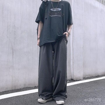 高街垂感闊腿西褲男直筒寬鬆潮流設計感慵懶風百搭休閒褲子ins潮