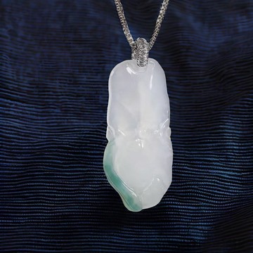 冰種翡翠荷包有魚吊墜 | 天然緬甸A貨翡翠 | 送禮