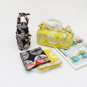 京都風呂敷包巾-伊砂紋樣 中巾-松(藍&紅)