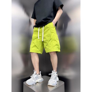 2025新款美式復古潮流簡約短褲男款寬松休閑速干沙灘褲痞帥五分褲