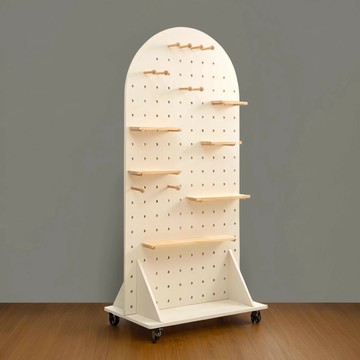 【台灣公司 可打統編】實木洞洞板立式收納展示架屏風玄關遮擋商用落地移動置物架帶滑輪