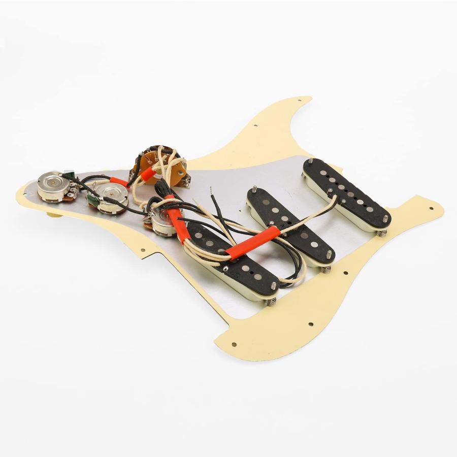 Swhmc Loaded Prewired Pickguard Guard Plate Single Coil V Pickups for Fender Strat(Cream Yellow)