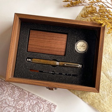 【手工木製鋼筆/鋼珠筆+名片盒禮盒】鋼珠筆名片盒禮盒 不含雷雕