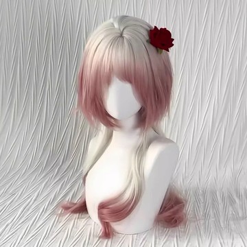 髮飾館🥇【草莓小蛋糕】假毛女粉紅漸變白水母頭甜美cos長款仿真髮全頭套自然 逼真 造型裝扮 修飾臉型 新款 增加髮量