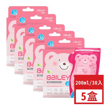 韓國 BAILEY 貝睿 - 感溫母乳儲存袋-壺嘴型30入-超值 5盒組-200ml-共150入