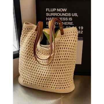 夏天編織草編托特包女2025新款大容量海邊沙灘包法式慵懶風單肩包