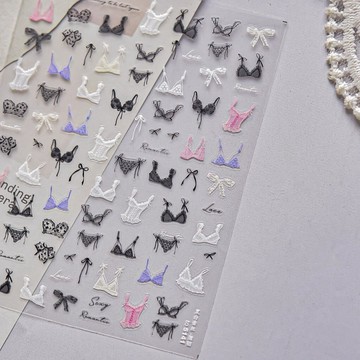🎀新店開業🎀夏日游泳款高級蕾絲比基尼海邊度假風美甲浮雕可愛漫風diy指甲貼