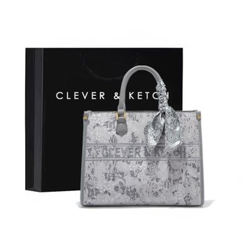 Clever&Ketch輕奢刺繡托特包包女2025新款質感大容量通勤大包手提