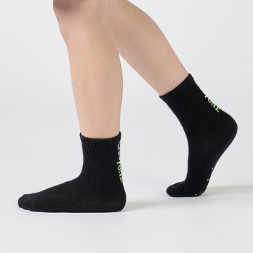 LOGO羅紋 中筒童襪 -  黑(4y-9y)