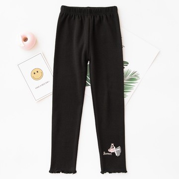 FANMOU - 內搭褲-蕾絲天鵝-黑色