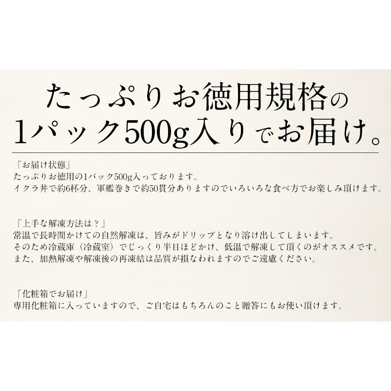 いくら 鮭 イクラ 醤油漬け 500g 北海道産 いくら醤油漬け 北海道 魚卵 魚介類 美味しい お取り寄せ 贈り物 グルメ 海鮮 冬グルメ 冬ギフト