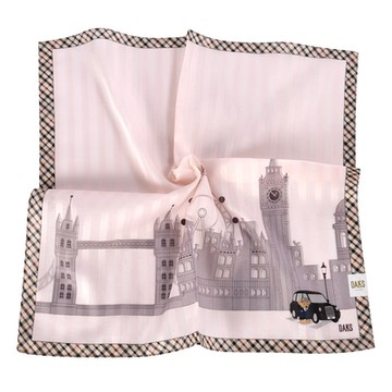 DAKS 倫敦出遊小熊格紋飾邊純綿帕領巾-粉紅色