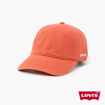 Levis 男女同款 可調式皮環丹寧棒球帽 / 精工刺繡Logo 落日橘