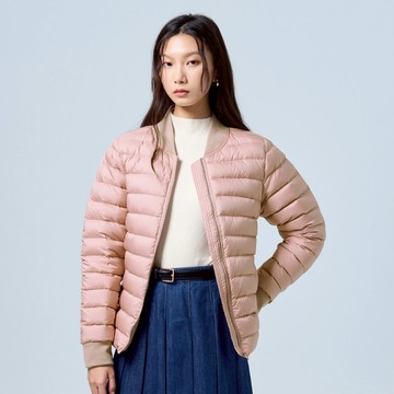 【ERSS】女裝 羽絨外套 羽絨外套女 女生外套 羅紋領 輕量 拉鍊口袋 珊瑚紅 【K10182】