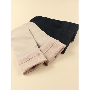 冬季加絨加厚黑色肉色短絲襪保暖女襪子中筒純色雪地襪露腳踝神器