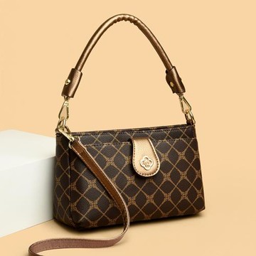 高級感輕奢印花單肩斜挎手拎小包女包2024新款中年媽媽軟皮大氣潮