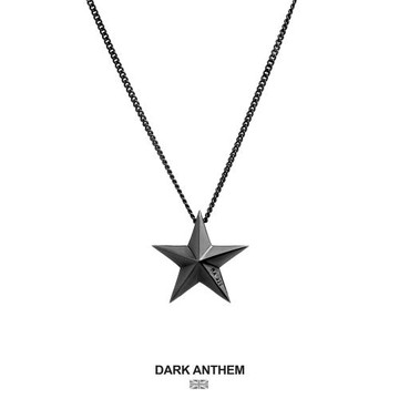 王心凌同款DARK ANTHEM重音五角星/星星黑金純銀項鏈銀男女款簡約