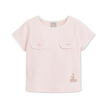 小香兔蕾絲滾邊立體花上衣