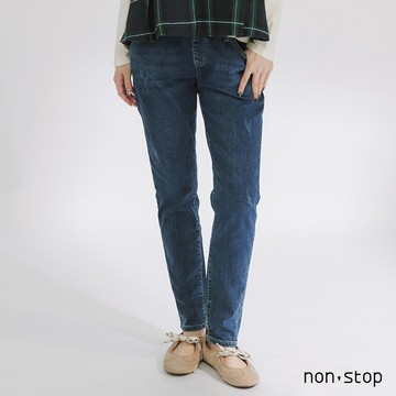 non-stop 彈力窄管薄刷毛牛仔褲-1色