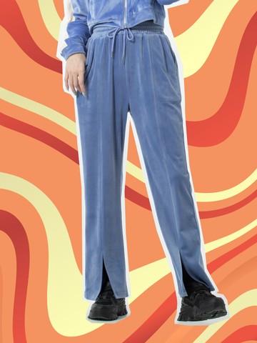 鬆緊顯瘦前開叉絨質長褲