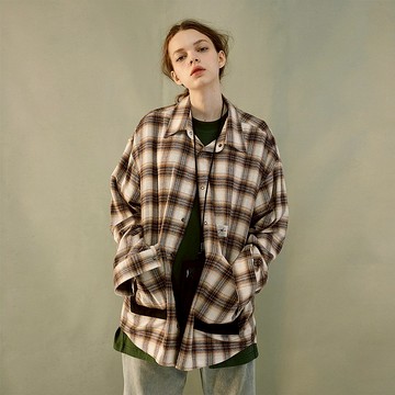 MOKACME 2020-2021SS 春夏復古法蘭絨格子襯衫