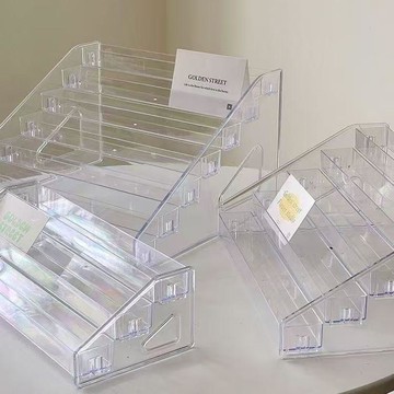 【桌面好物】透明收納架 分隔收納盒 階梯式 展示盒 眼影盤 粉餅 化妝品 香水 口紅 桌面收納 桌面置物 整理神器