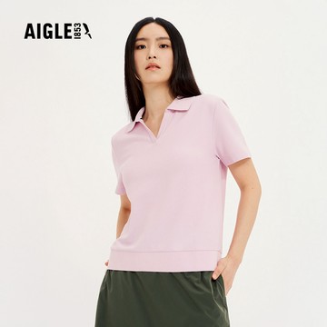 【AIGLE】女 抗UV快乾短袖POLO衫AG-4P213A092 粉紫(女裝 女上衣 抗UVT恤 POLO衫 快乾POLO)