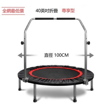 蹦蹦床 健身房家用室內彈跳床 戶外蹭蹭床 成人運動跳跳床 可折疊 高度調節 帶扶手 40英吋