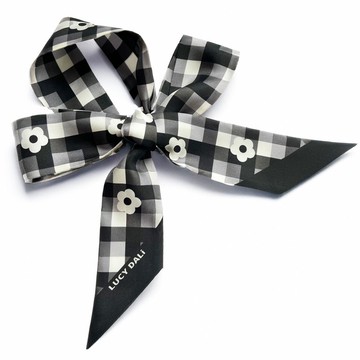 100%桑蠶絲真絲窄領巾/絲巾/飄帶/包柄帶/髮帶::格紋花卉