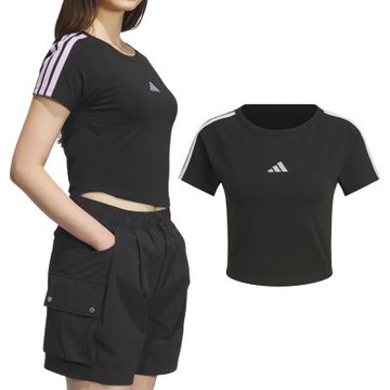 Adidas S BABY TEE 女款 黑色 圓領 短版 休閒 短袖 KB7753