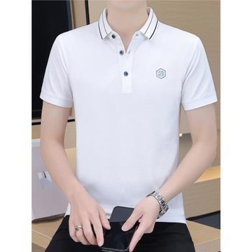 高端純棉男士冰絲短袖t恤翻領透氣POLO衫2025夏季新款半袖商務男T