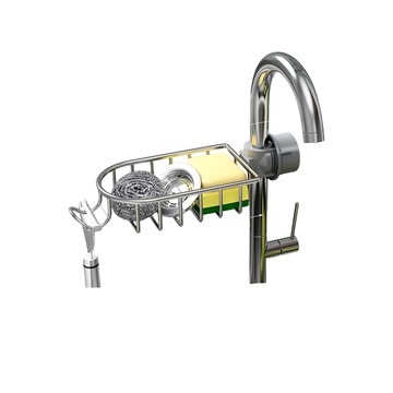 ILIFE 廚房水龍頭瀝水鋁合金置物籃 27cm*11cm*4cm  不鏽鋼銀  1組