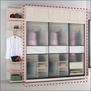 7尺被櫥式鋁框滑門(衣櫥+被櫃)二件式 收納衣櫃 玻璃門衣櫥【149A0381】Leader傢居館149-A212+A212+A210