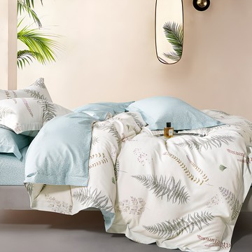 Prawear 巴麗維亞 石墨烯&天絲四件式AB版兩用被床包組 (6x7尺)  忽而清夏 米白色  雙人特大  Duvet Cover + Pillowcase(s)