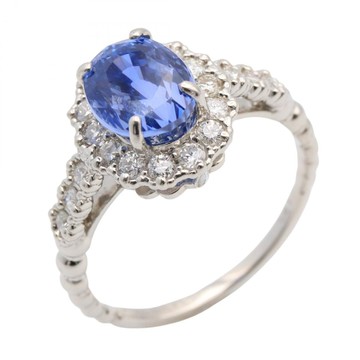 JEWELRY 無品牌珠寶 PT900 鉑金 無燒藍寶石 鑽石 戒指 12 【二手名牌BRAND OFF】