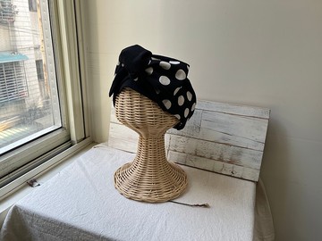 白の水玉-日式綁帶髮帶ヘアバンド