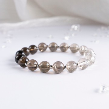 漸變茶阿賽 - 清理負能量 x 保護磁場 - 925純銀水晶手環