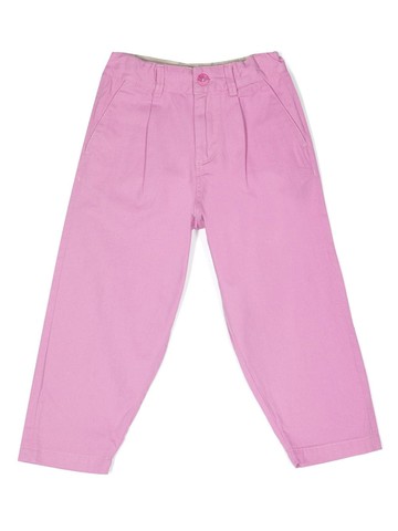 Molo - pleat-detailing cotton trousers - kids - Cotton - 146-152 - Purple
