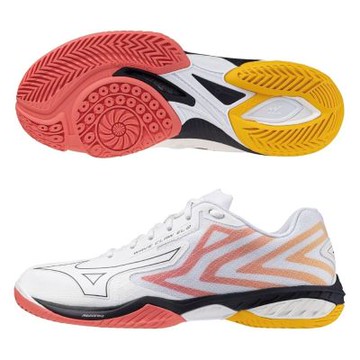 Mizuno 美津濃 Wave Claw EL 2 [71GA258375] 男女 羽球鞋 抗扭 瞬移 白 橘紅