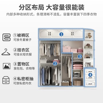 推拉門簡易衣柜家用臥室小型簡約現代實木質大衣櫥陽臺柜子儲物柜