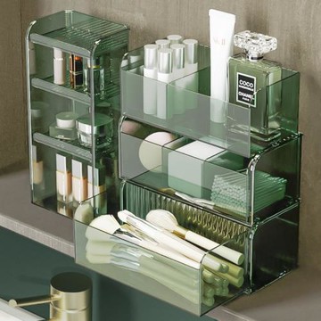 輕奢化妝品收納盒筐桌面護膚品化妝刷口紅亞克力透明抽屜式置物架