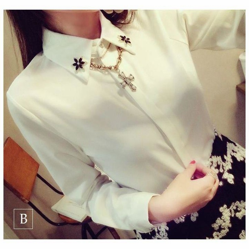 D&G DOLCE&GABBANA きらきらお花ビジュー装飾シフォンシャツ