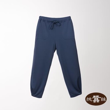 【岱妮蠶絲】透氣舒適蠶絲女素色九分打折長褲-WWP6CY0192(鐵藍色)