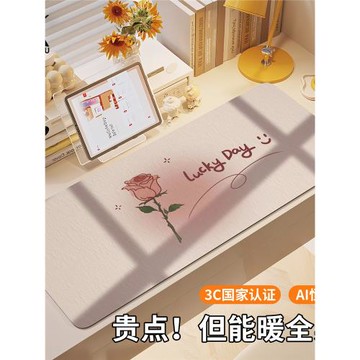 ins風加熱鼠標墊辦公室電腦暖桌墊恒溫定時桌面鼠標暖手寶學生學習寫字防凍手發熱保暖防水皮革墊多檔調節