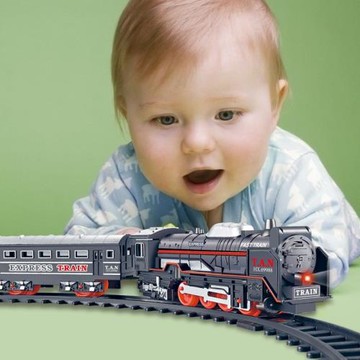 跨境3301仿真復古圣誕軌道小火車電動燈光兒童玩具