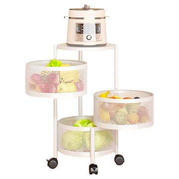 小麥購物 新款多功能旋轉圓型置物架 L1245  白色  3層  34 x 34 x 60cm